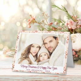 Vintag-rosa-florale Weihnachtskarte individuell an Feiertagskarte