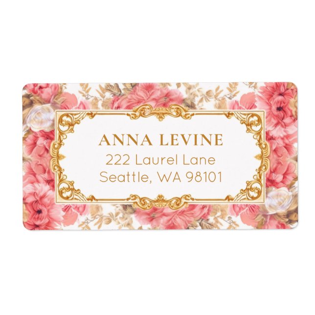 Vintag rosa floralromantischer Goldrahmen (Vorne)