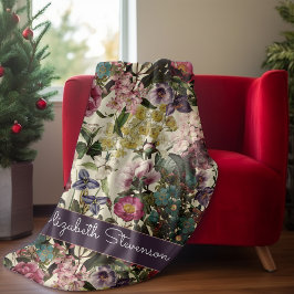 Vintag-rosa-florbeige-Muster Fleecedecke