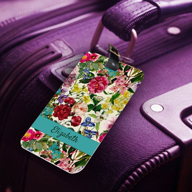 Vintag-rosa-florbeige-Muster Gepäckanhänger (Von Creator hochgeladen)