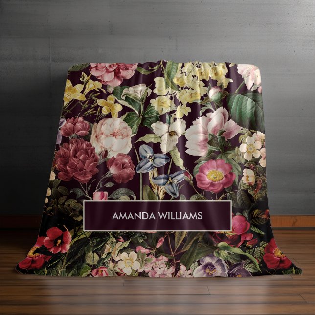 Vintag-rosa-florenschwarzes Muster Fleecedecke (Von Creator hochgeladen)