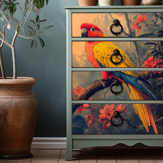 Vintag rosa Gelbpapagei Seidenpapier (Von Creator hochgeladen)