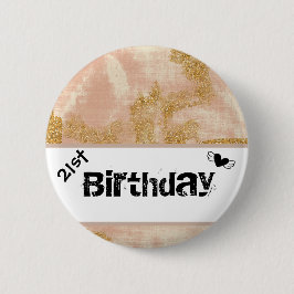 *~* Vintag rosa Goldener Glitzer Golden Distressed Button