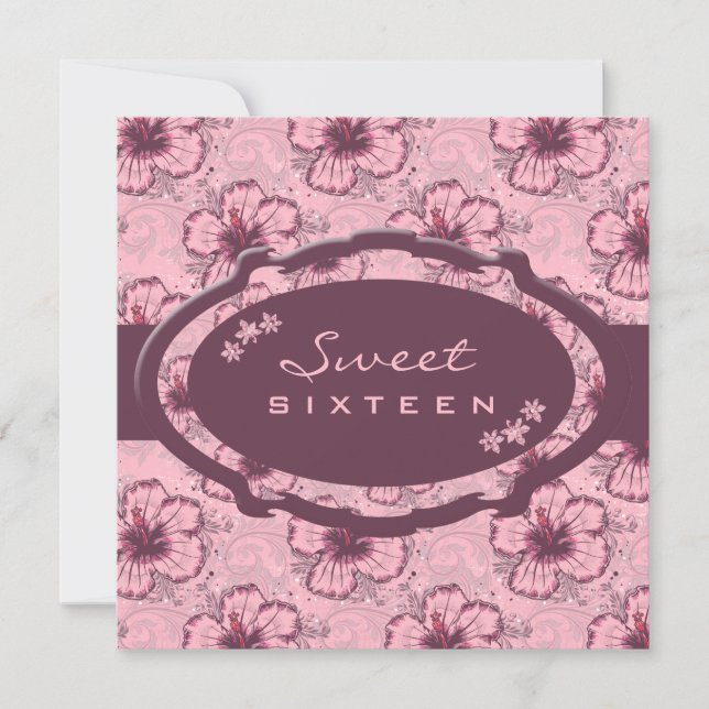 Vintag rosa Hibiskus Einladung (Vorderseite)