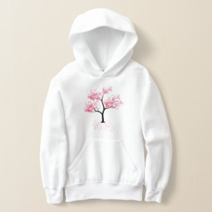 Vintag rosa Kirschblossom Blume Dunkle Wasserfarbe Hoodie