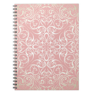 Vintag, rosa, mit Blumen, viktorianisch, Gold, Notizblock