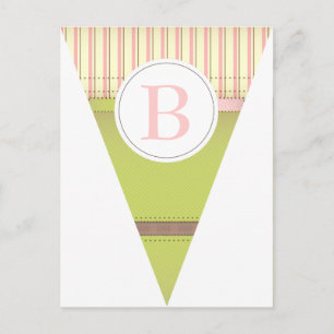 Vintag rosa Party Flag Bunting Banner Postcard Postkarte