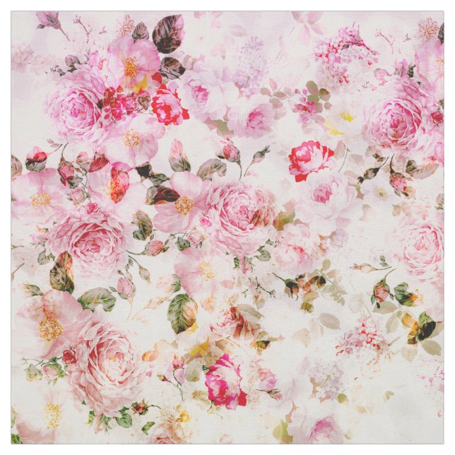 Vintag rosa pastellfarbene Blumenmuster Stoff (Muster)
