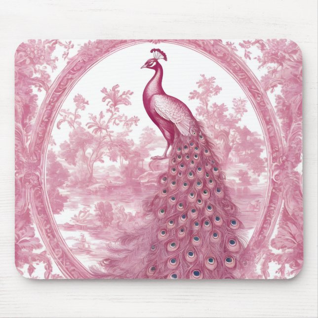 Vintag-rosa Pfau Mousepad (Vorne)