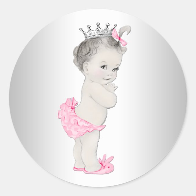 Vintag rosa Princess Babyaufkleber Runder Aufkleber (Vorderseite)