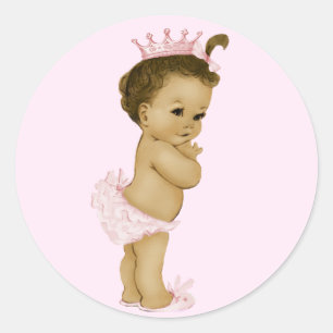 Vintag rosa Princess Babyaufkleber Runder Aufkleber