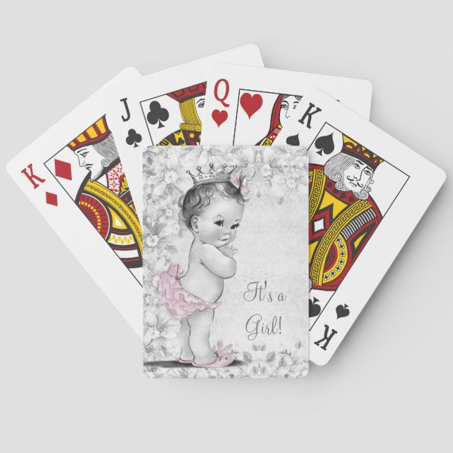 Vintag rosa Princess Playing Cards Spielkarten (Rückseite)