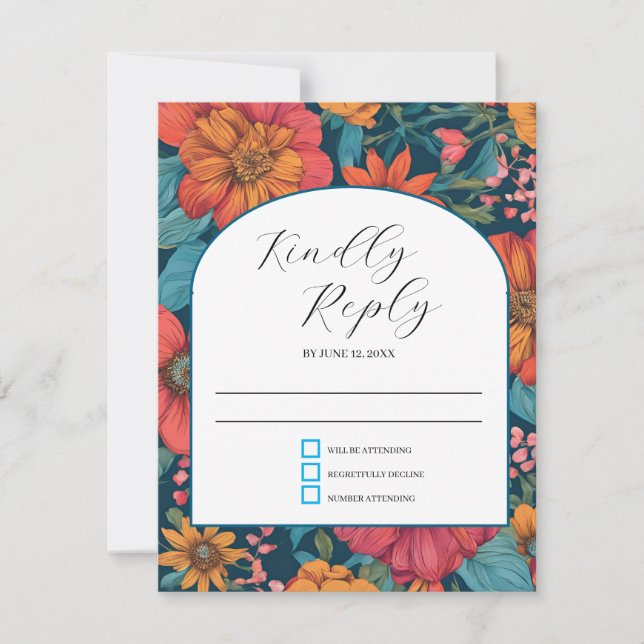 Vintag-rosa-romantische Hochzeit RSVP Karte (Vorderseite)
