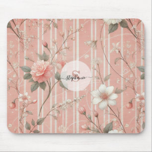 Vintag rosa Rose auf gestricheltem rosa Hintergrun Mousepad
