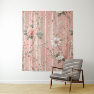 Vintag rosa Rose auf gestricheltem rosa Hintergrun Wandteppich