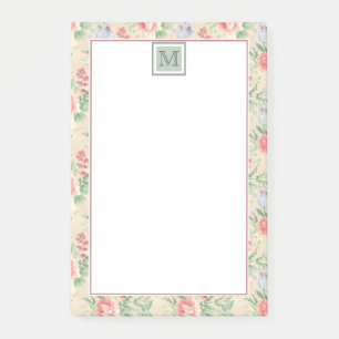 Vintag rosa Rose Blume Muster Monogramm Post-it Klebezettel