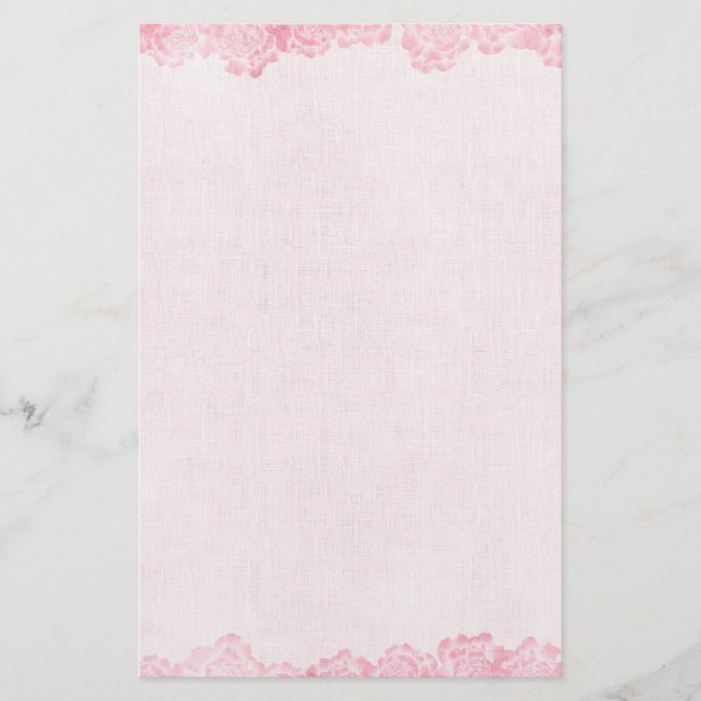 Vintag rosa Rose Border Briefpapier (Vorderseite)