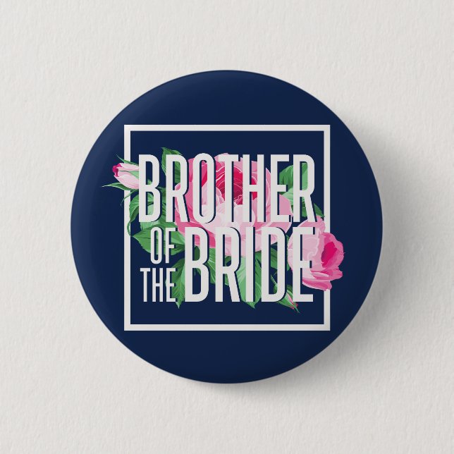 Vintag rosa Rose Bruder der Braut Button (Vorderseite)