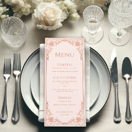 Vintag Rosa Rose Gold Elegante Viktorianische Hoch Menükarte