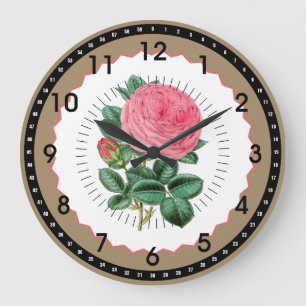 Vintag Rosa Rose Große Wanduhr