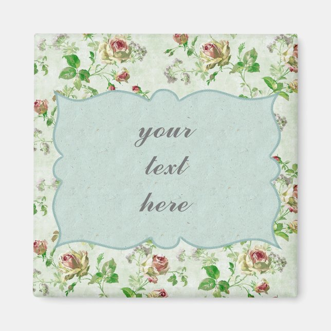 Vintag Rosa Rose Magnet (Vorne)