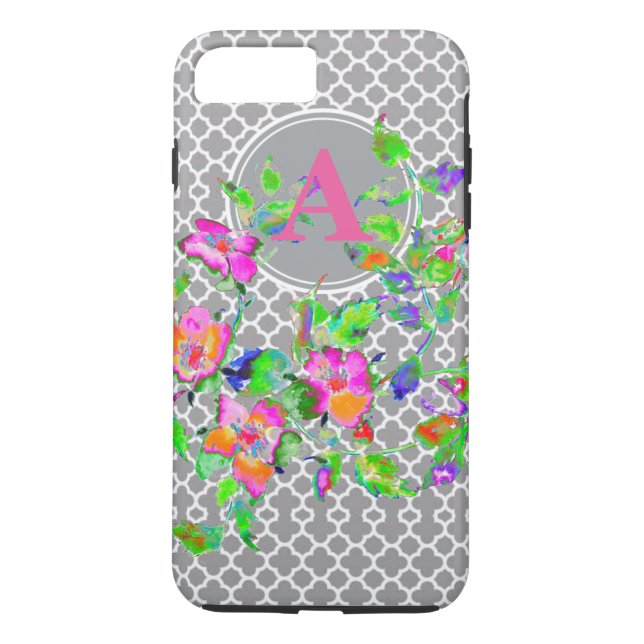 Vintag rosa Rose - mit Monogramm Case-Mate iPhone Hülle (Rückseite)