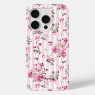 Vintag rosa Rosen Coquette Bow Streifen Case-Mate iPhone Hülle