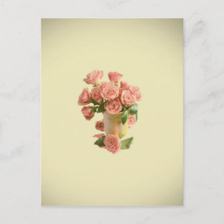 Vintag rosa Rosen. Retro-Blume Postkarte