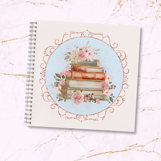 Vintag rosa Rosen und Bücher (In situ)