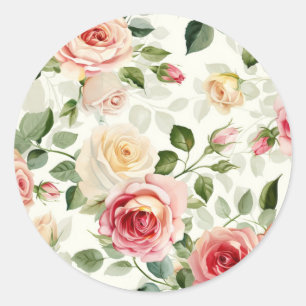 Vintag-Rosa-Rosenaufkleber Runder Aufkleber