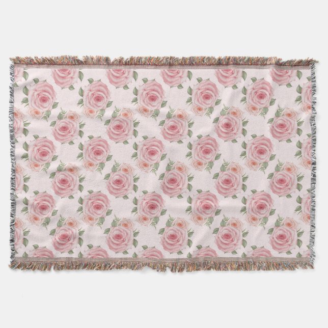 Vintag rosa Rosengarten Hütte Keule Blanket Decke (Vorderseite)
