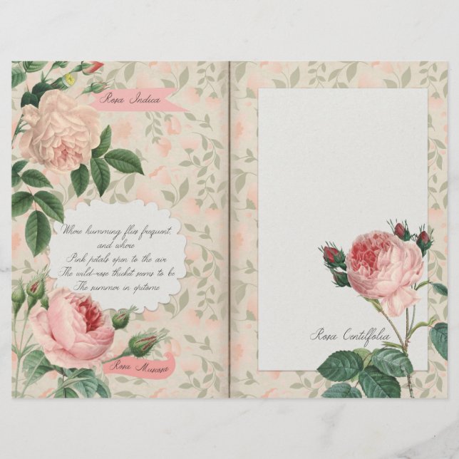 Vintag rosa Roses Scrapbook Paper (Vorderseite)