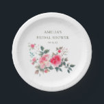 Vintag rosa Rote Rosen Aquarellfarben Brautparty Pappteller<br><div class="desc">Vintag rosa Rote Rosen Aquarell Brautparty Paper Teller</div>