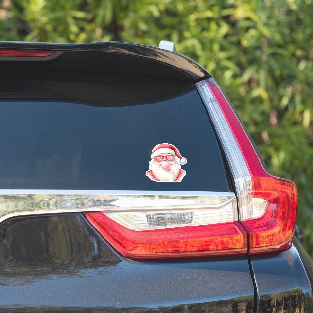 Vintag rosa Santa Bubblegum zu Weihnachten Aufkleber (Auto Seite)
