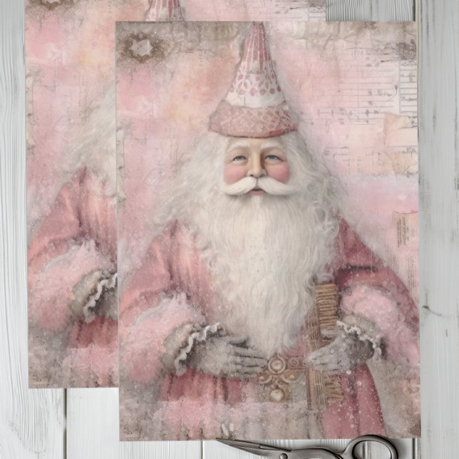Vintag rosa Santa Seidenpapier (Vintage Santa Claus Tissue Paper)