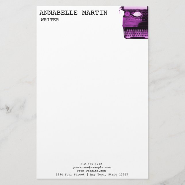 Vintag-rosa Schreibschrift Letterhead Briefpapier (Vorderseite)