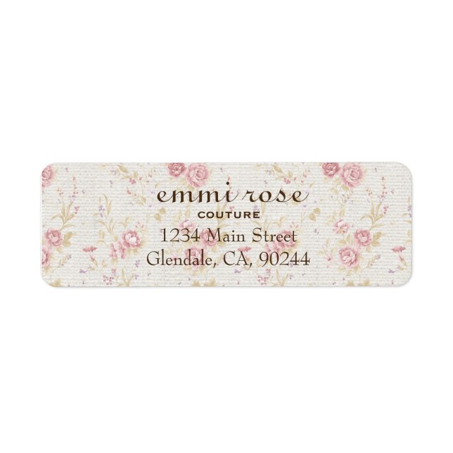 Vintag rosa Tinte Rose Rücksendeadresse (Vorne)