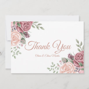 Vintag rosa Waterfarbe Dankeskarte