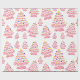 Vintag-rosa Weihnachtsbaum nostalgisch Geschenkpapier