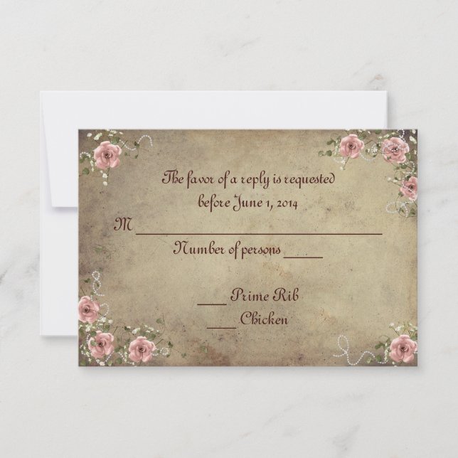 Vintag Rose Bouquet UAWG RSVP Karte (Vorderseite)