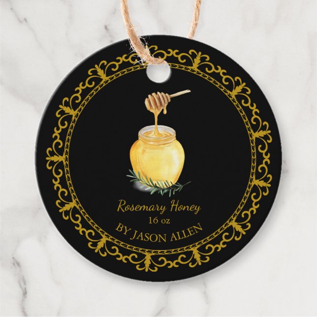 Vintag Rosemary Infused Honey Hang Tag Geschenkanhänger (Vorderseite)