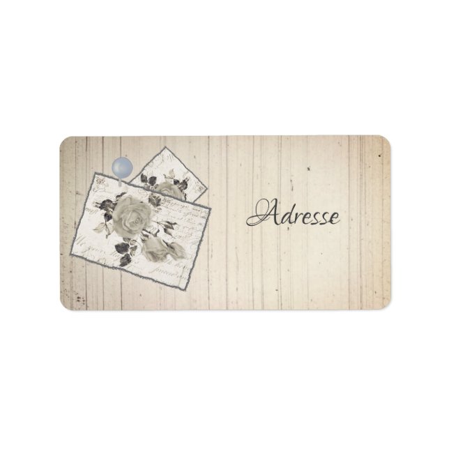 Vintag Rosen Adressaufkleber (Vorne)