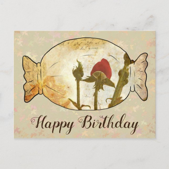 Vintag Rosenbonbon Postkarte (Vorderseite)