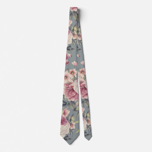 Vintag Roses Blume Neck Tie Krawatte (Vorderseite)