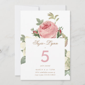 Vintag Roses Girl zum Geburtstag Einladung
