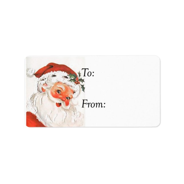 Vintag Rosy Cheeked Jolly Santa Gift Tag Adressaufkleber (Vorne)