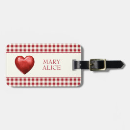 Vintag Rot und Cream Gingham mit Herz Gepäckanhänger