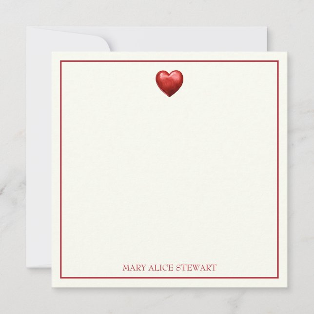 Vintag Rot und Cream Gingham mit Herz Mitteilungskarte (Vorderseite)