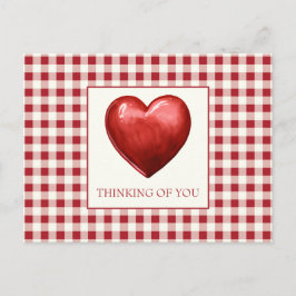 Vintag Rot und Cream Gingham mit Herz Postkarte