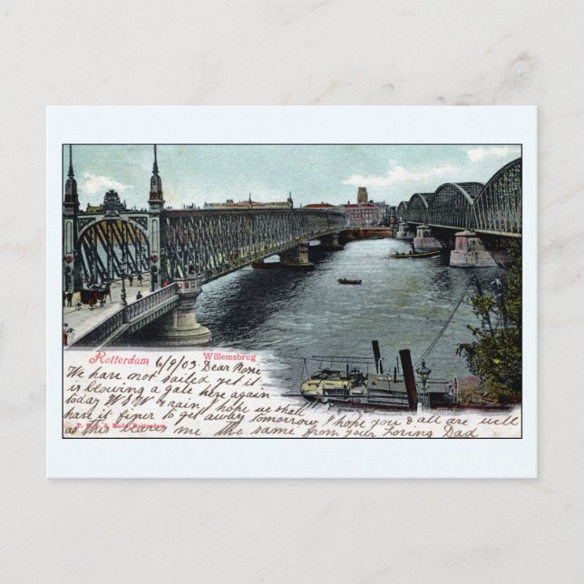 Vintag Rotterdam Niederlande Willems Bridge Postkarte (Vorderseite)
